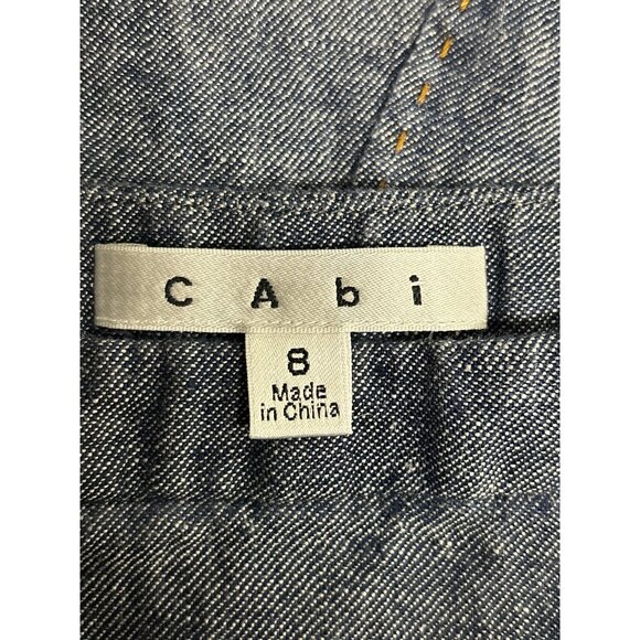 Cabi Womens Linen A-Line Denim Skirt Size 8 Blue Stitching Detail - Picture 3 of 6